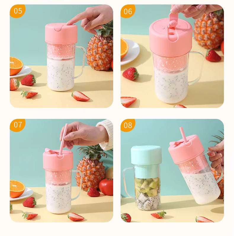 Portable Electric Mini Juicer Cup with Straw