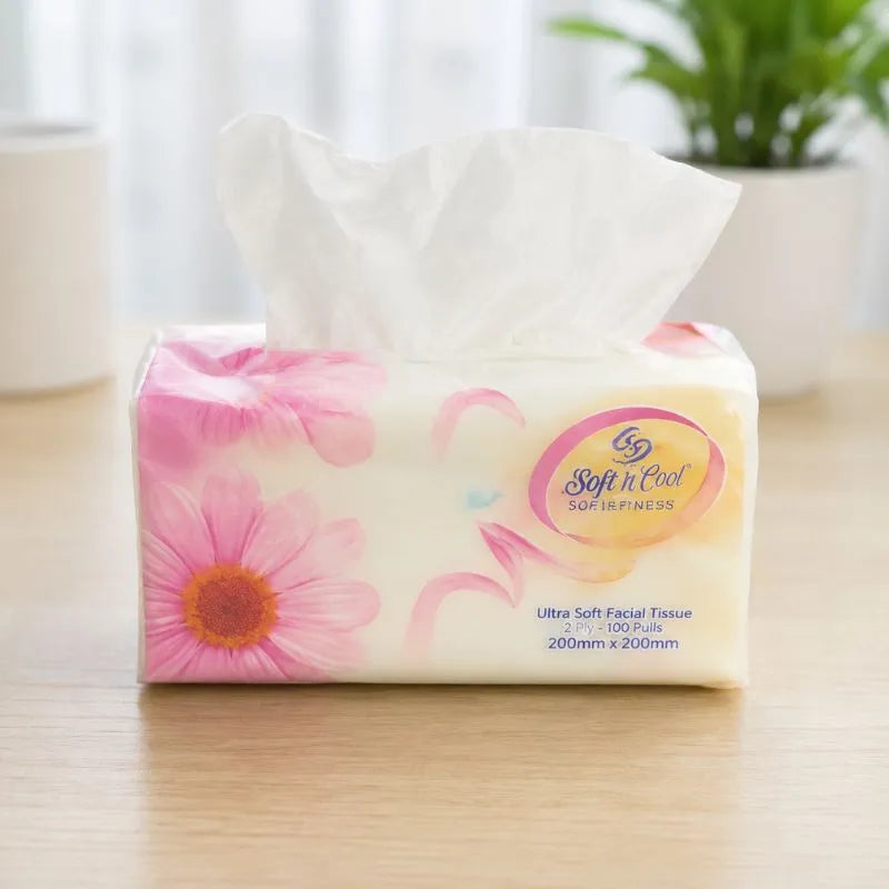 4 Ply Soft Facial Tissue Box – Ultra Soft & Highly Absorbent – close-up detail