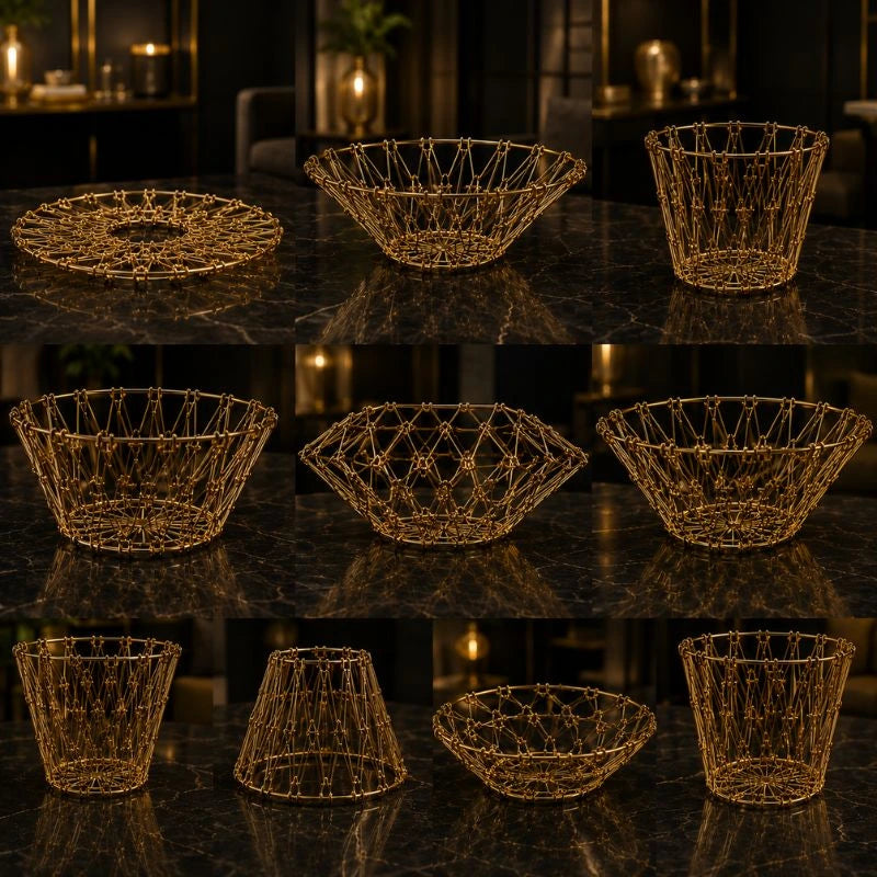 Foldable Stainless Steel Fruit Basket – 9 Shape Transforming Multifunctional Storage Basket – close-up detail
