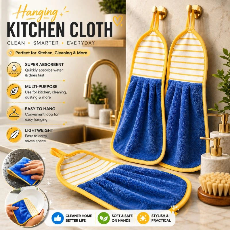 Hanging Microfiber Kitchen Cleaning Towel – Ultra Absorbent Quick-Dry Hand & Dish Towel – close-up detail