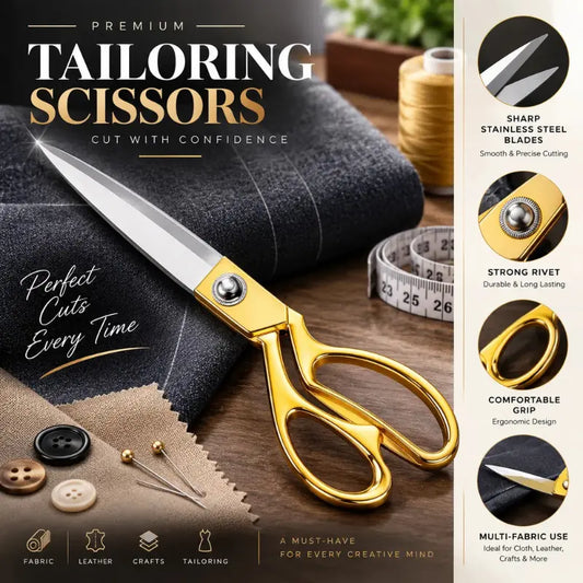 Premium Tailoring Scissors – Sharp Fabric Cutting Scissors for Sewing & Crafting