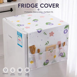 Waterproof Refrigerator Top Cover with Storage Pockets – Dustproof Fridge Protector Organizer