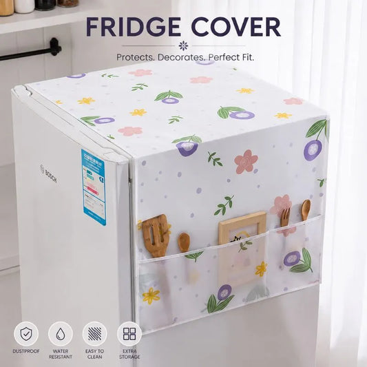 Waterproof Refrigerator Top Cover with Storage Pockets – Dustproof Fridge Protector Organizer