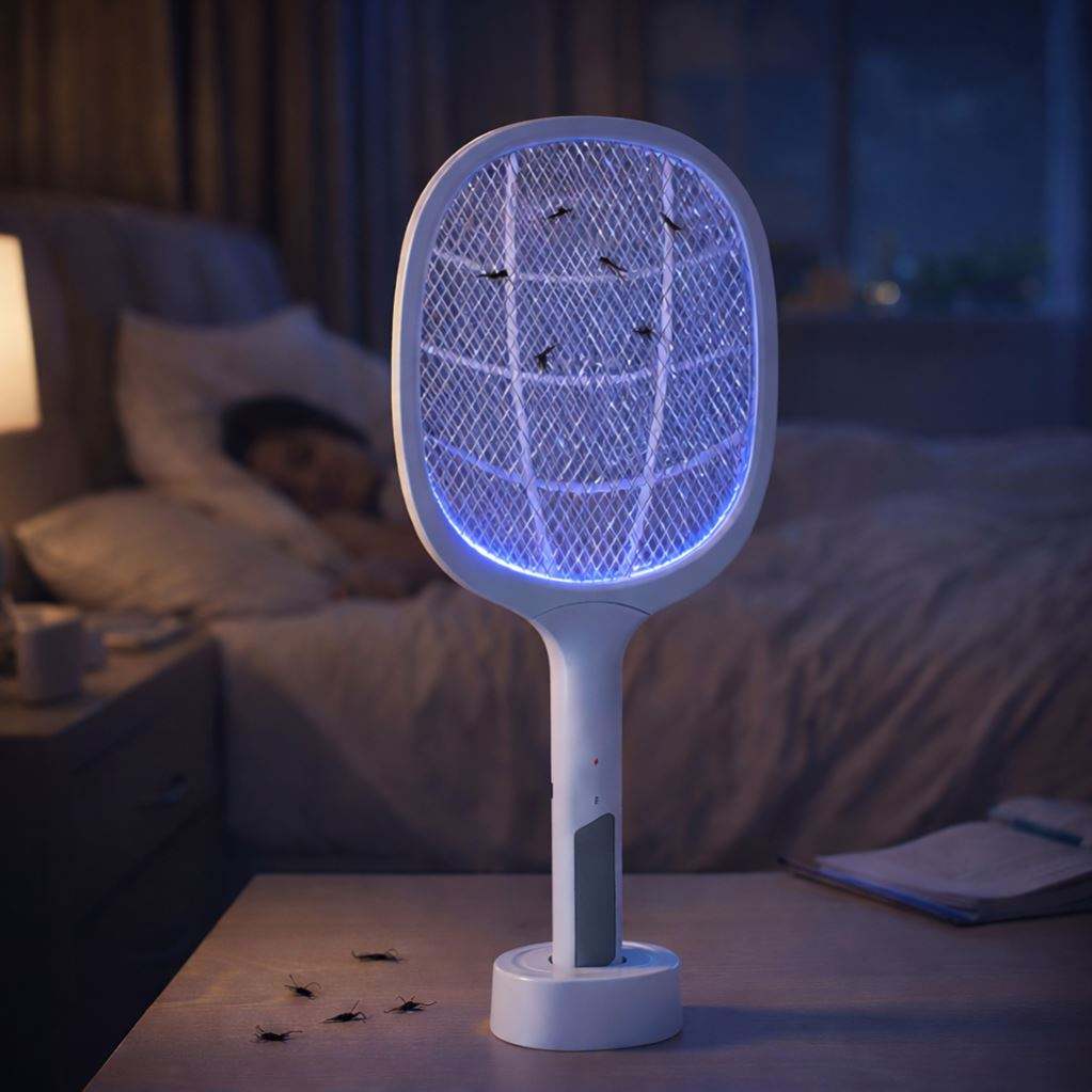 Rechargeable Electric Mosquito Racket USB Bug Zapper UV Light Insect Killer