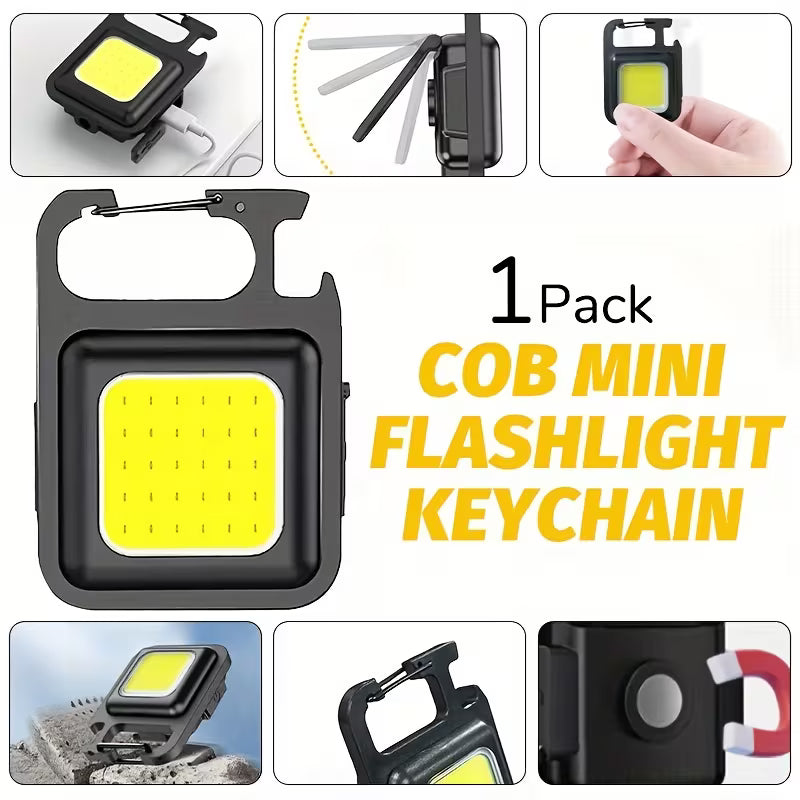 Rechargeable Keychain Light – COB Mini Flashlight with 4 Lighting Modes
