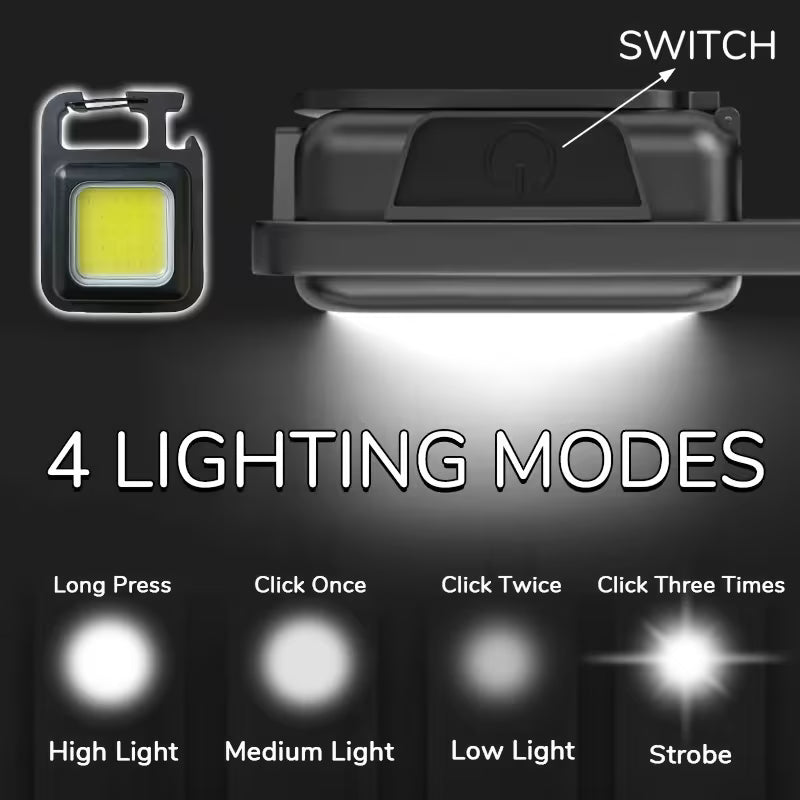 Rechargeable Keychain Light – COB Mini Flashlight with 4 Lighting Modes