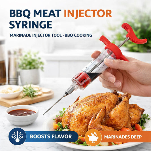 BBQ Meat Injector Syringe Marinade Injector Tool Turkey Chicken Flavor Injector for BBQ Cooking