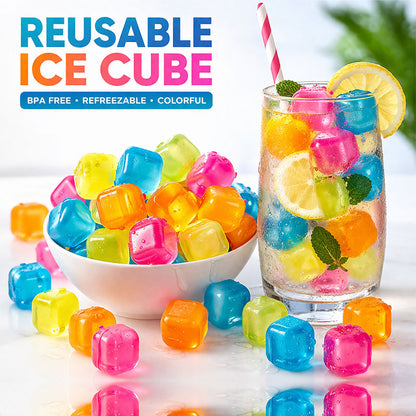 Reusable Ice Cubes BPA Free Colorful Ice Cube Set for Drinks Refreezable Ice Cubes