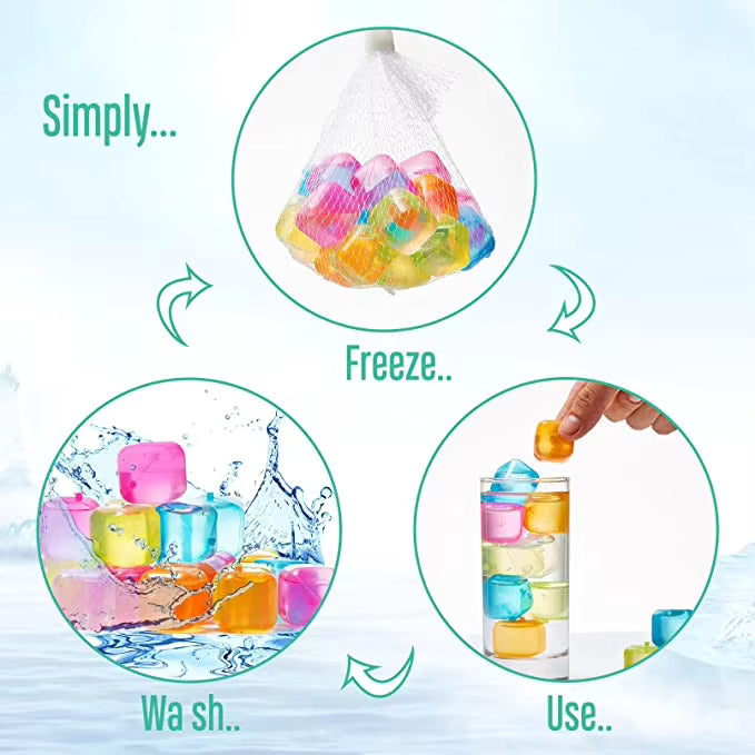 Reusable Ice Cubes BPA Free Colorful Ice Cube Set for Drinks Refreezable Ice Cubes