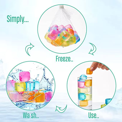 Reusable Ice Cubes BPA Free Colorful Ice Cube Set for Drinks Refreezable Ice Cubes