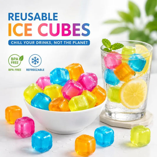 Reusable Ice Cubes BPA Free Colorful Ice Cube Set for Drinks Refreezable Ice Cubes