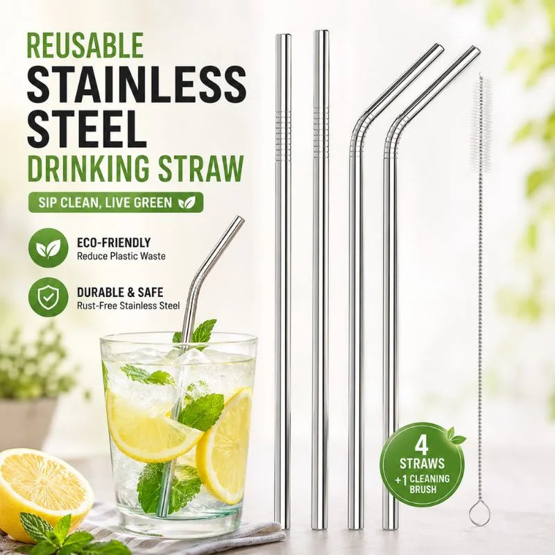 Reusable Stainless Steel Drinking Straw – Eco-Friendly Metal Straw