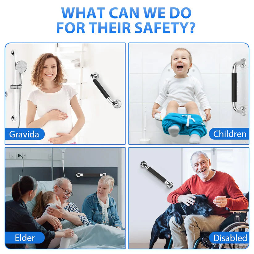 Stainless Steel Bathroom Safety Grab Bar – Anti-Slip Handrail with Grip Sleeve