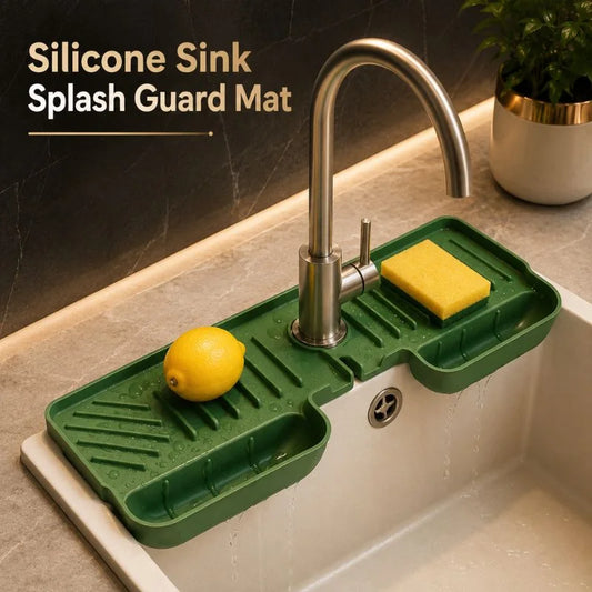 Silicone Faucet Splash Guard & Fast-Drying Sink Organizer Mat