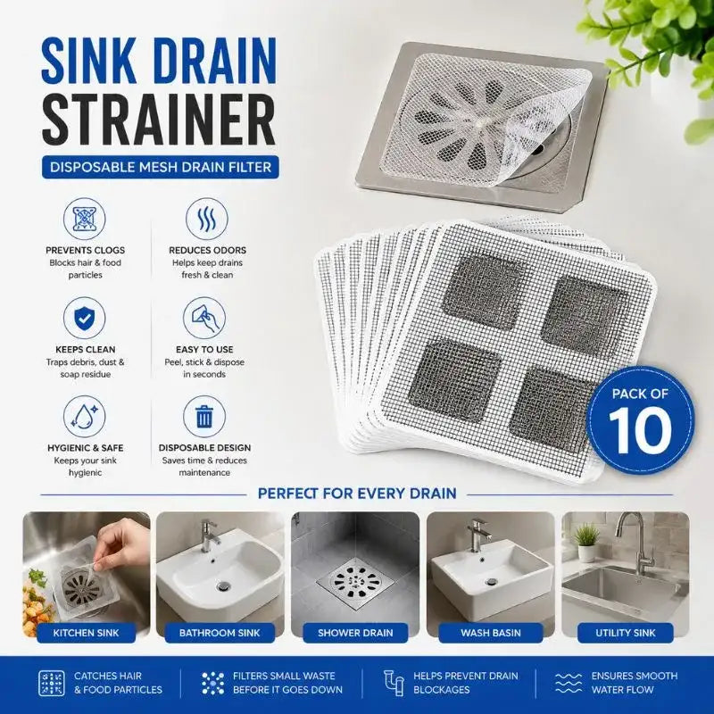 Sink Drain Strainer – Disposable Mesh Drain Filter Pack of 10