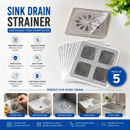 Sink Drain Strainer – Disposable Mesh Drain Filter Pack of 5