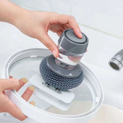 Soap Dispensing Palm Brush Kitchen Cleaning Brush for Dish Pot Pan Sink with Liquid Dispenser