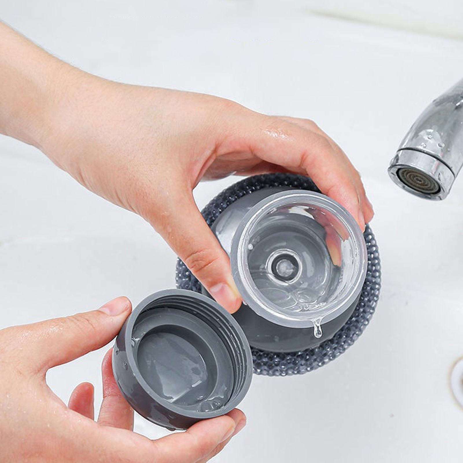 Soap Dispensing Palm Brush Kitchen Cleaning Brush for Dish Pot Pan Sink with Liquid Dispenser