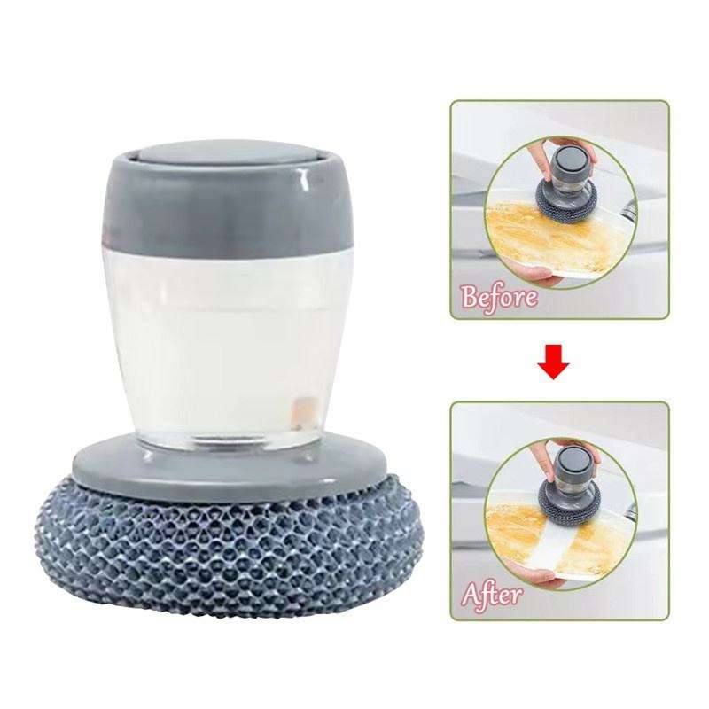 Soap Dispensing Palm Brush Kitchen Cleaning Brush for Dish Pot Pan Sink with Liquid Dispenser
