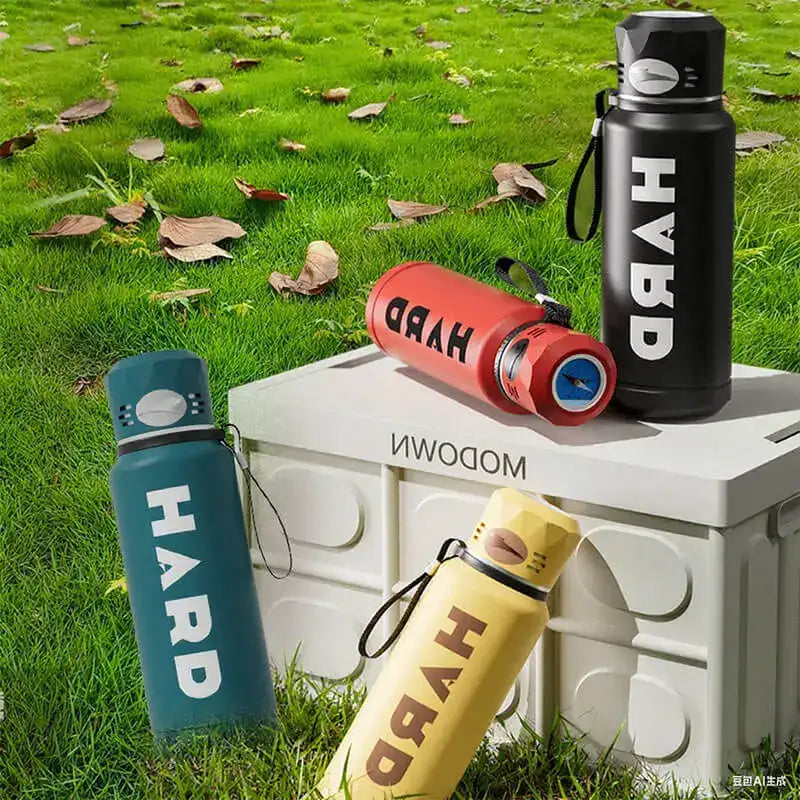 Sports Stainless Steel Thermos Flask – Vacuum Insulated Water Bottle with Compass