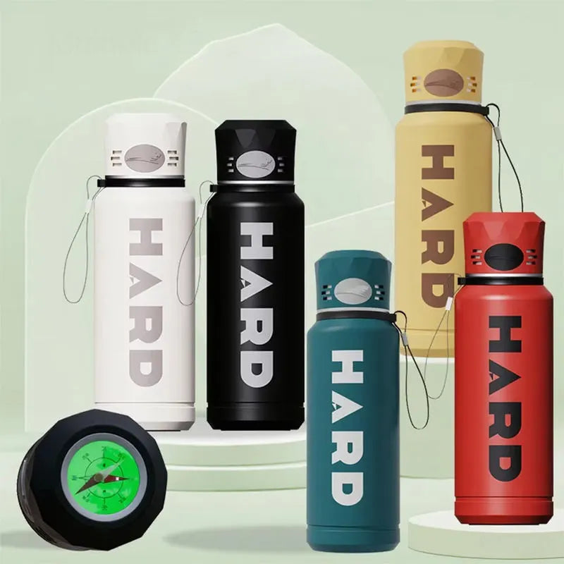Sports Stainless Steel Thermos Flask – Vacuum Insulated Water Bottle with Compass