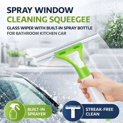 Spray Window Cleaning Squeegee Glass Wiper with Built In Spray Bottle for Bathroom Kitchen Car
