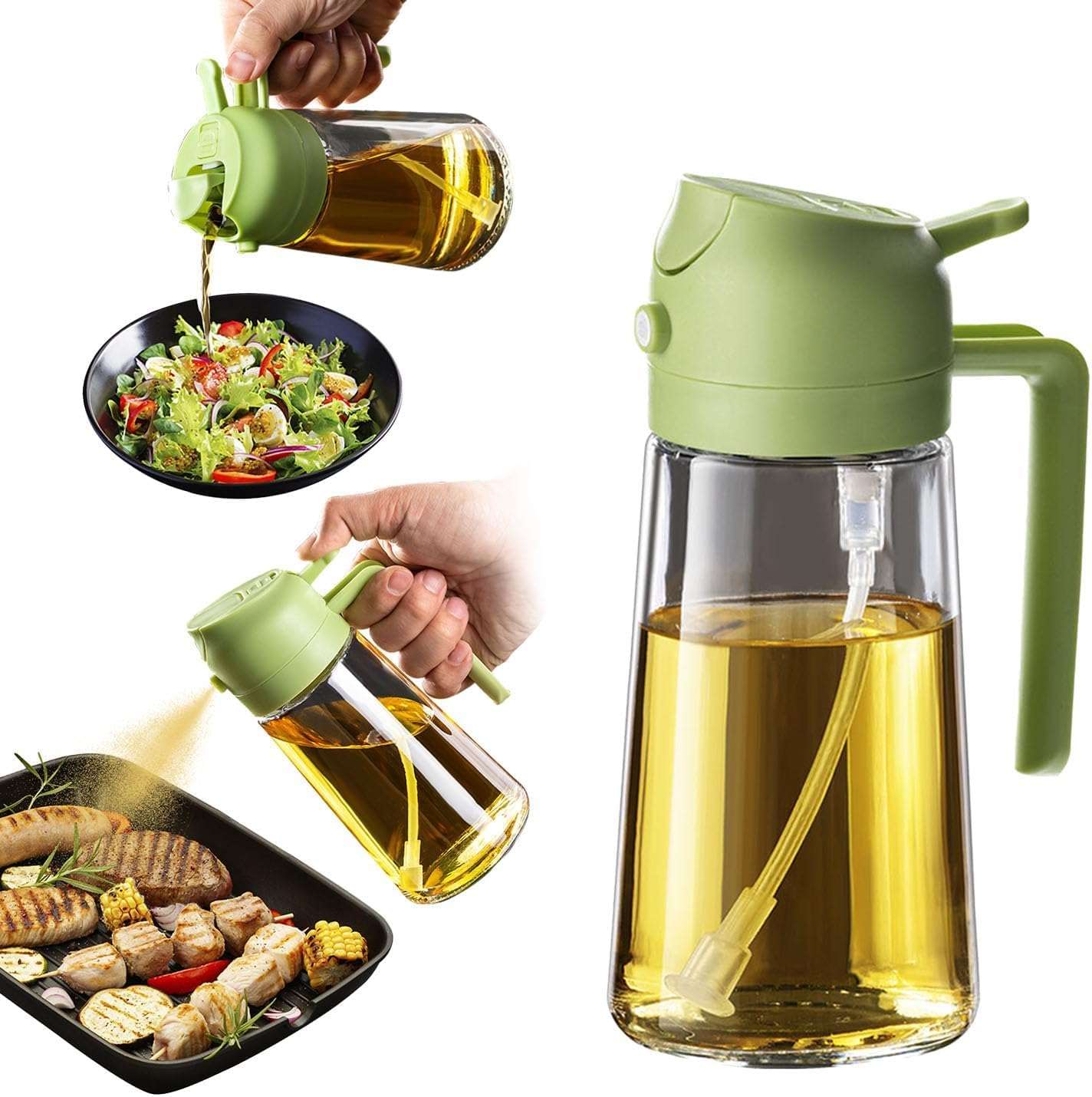 Sprayable & Pourable Oil Bottle – 2-in-1 Oil Dispenser for Healthy Cooking