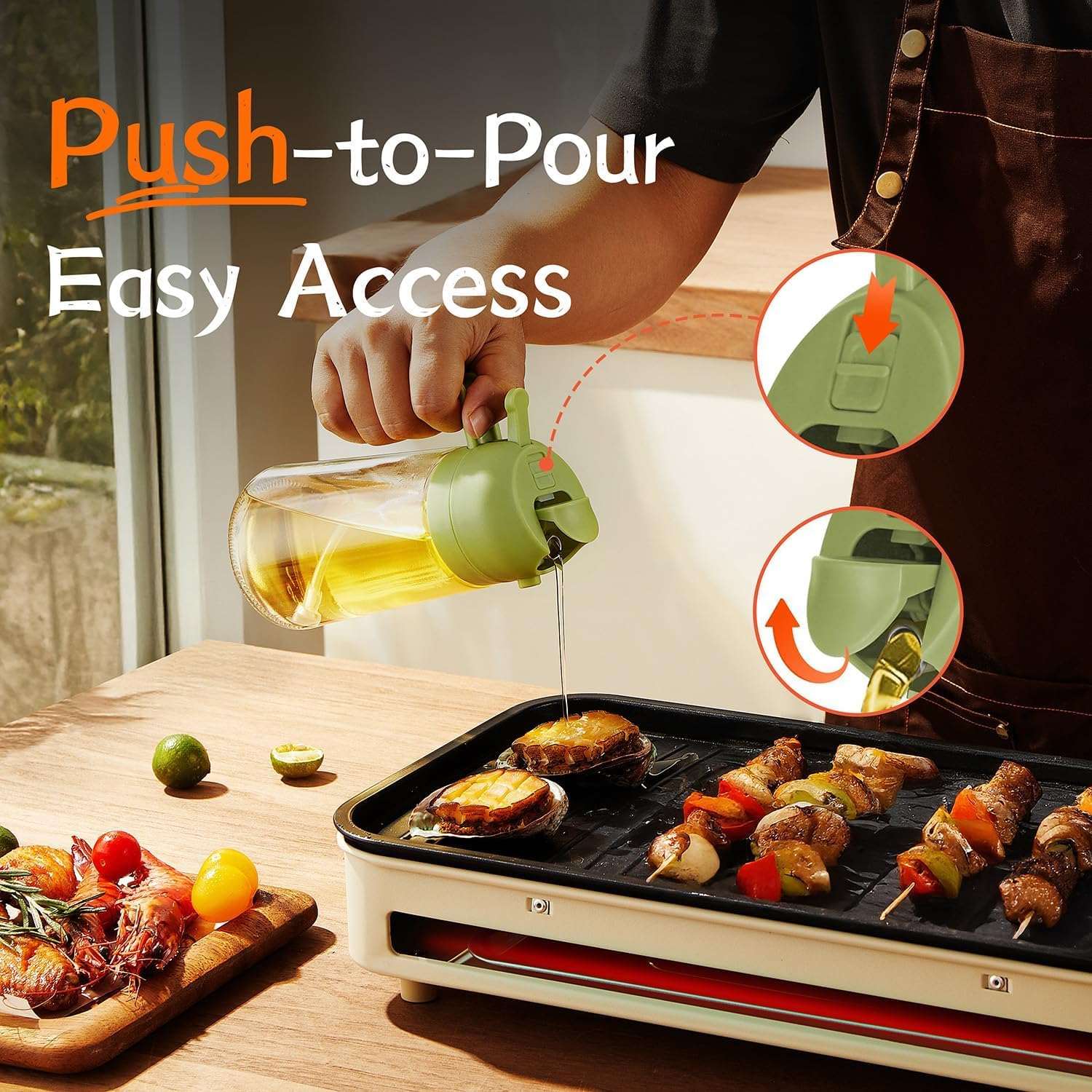 Sprayable & Pourable Oil Bottle – 2-in-1 Oil Dispenser for Healthy Cooking