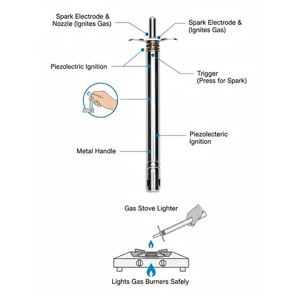 Stainless Steel Gas Stove Lighter for Kitchen