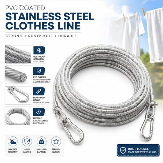 Stainless Steel PVC Coated Clothesline – Heavy-Duty Rust-Resistant Drying Wire