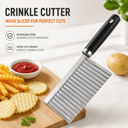 Stainless Steel Crinkle Cutter Potato Knife Wave Slicer French Fry Cutter