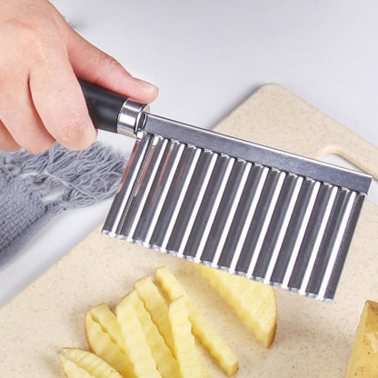 Stainless Steel Crinkle Cutter Potato Knife Wave Slicer French Fry Cutter