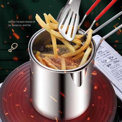 Stainless Steel Deep Fryer Pot with Frying Basket