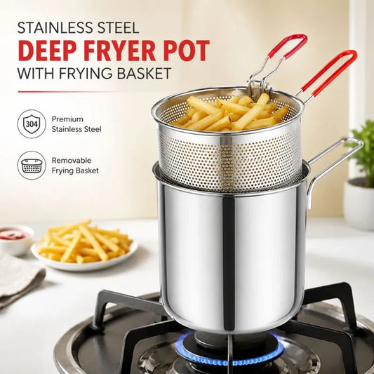 Stainless Steel Deep Fryer Pot with Frying Basket