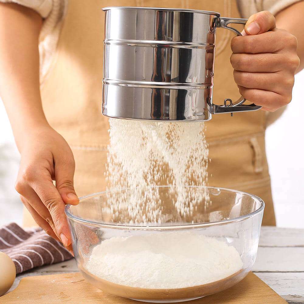 Stainless Steel Flour Sifter – Hand Press Baking Sieve