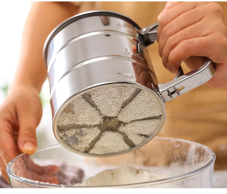 Stainless Steel Flour Sifter – Hand Press Baking Sieve