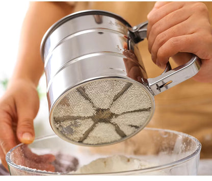 Stainless Steel Flour Sifter – Hand Press Baking Sieve