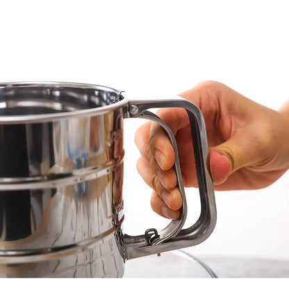 Stainless Steel Flour Sifter – Hand Press Baking Sieve