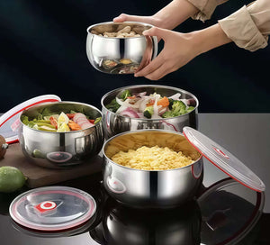 Stainless Steel Food Storage Bowls with Airtight Lids (3 PCS Set)