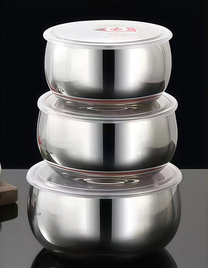 Stainless Steel Food Storage Bowls with Airtight Lids (3 PCS Set)