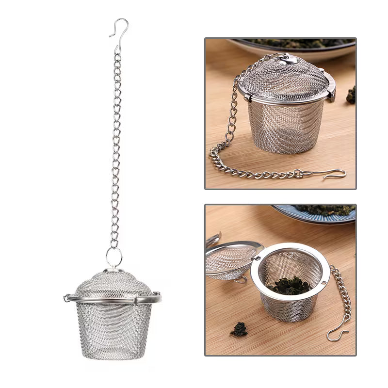 Stainless Steel Loose Leaf Tea Infuser – Reusable Locking Mesh Tea Strainer for Hot & Iced Tea