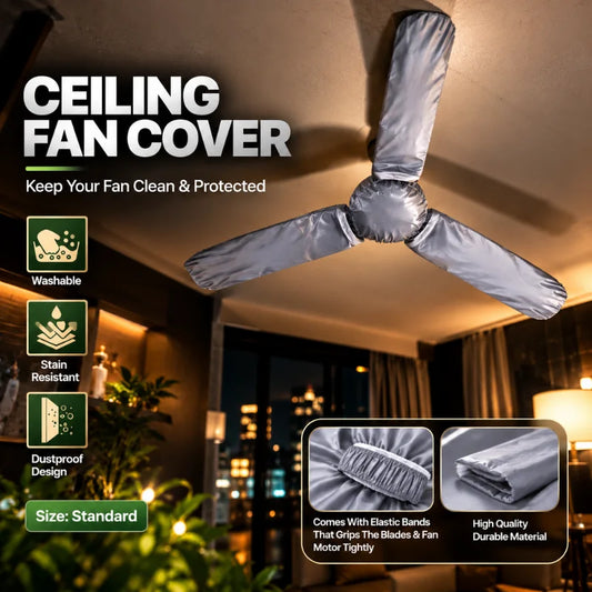 Standard Ceiling Fan Dust Cover Set Washable Reusable Protective Fan Blade and Motor Covers with Elastic Grip Dustproof Stain Resistant Storage Covers for Home Bedroom Living Room and Office