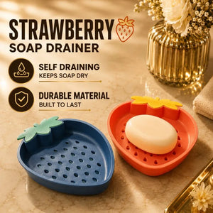 Strawberry Self-Draining Soap Holder – Cute Bathroom Soap Drainer Tray