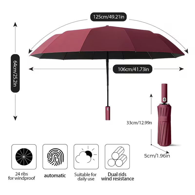Sun & Waterproof Auto Umbrella – UV Protected Windproof Folding Umbrella