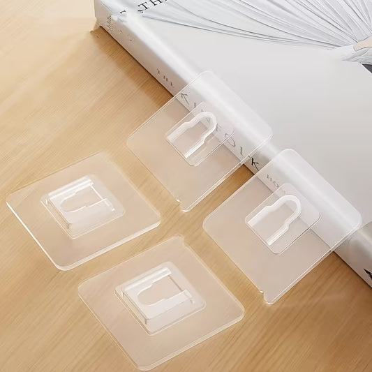 Transparent Adhesive Wall Hooks – Strong Non-Punching Traceless Fixing Sticker (10 Pcs / 5 Pairs)