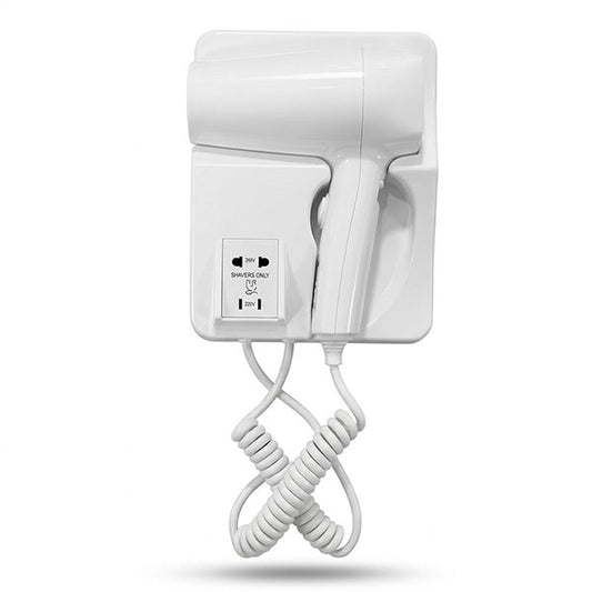 1600W Wall Mount Electric Hair Dryer with Shaver Socket – Powerful, Safe & Space-Saving Solution