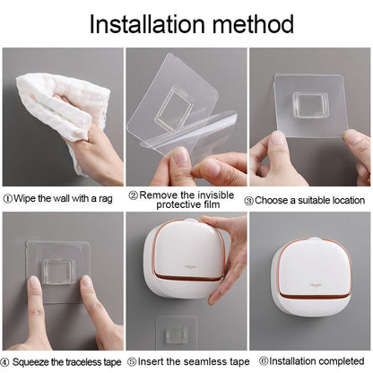 Wall Mounted Soap Holder 3pcs Set with Lid Drain Bathroom Soap Dish No Drill Soap Box Organizer