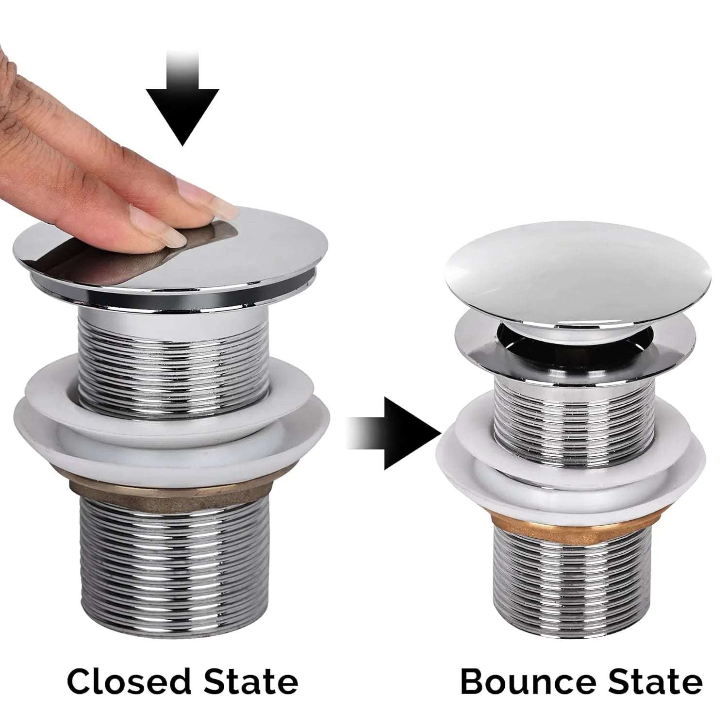 Wash Basin Pop-Up Drain Stopper – Universal Fit, Chrome Finish