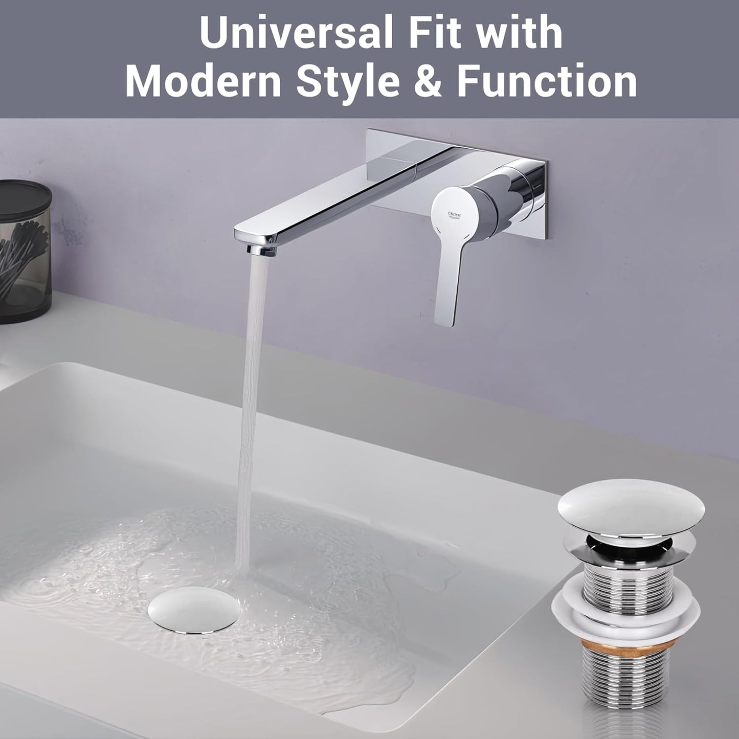 Wash Basin Pop-Up Drain Stopper – Universal Fit, Chrome Finish