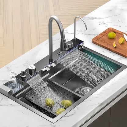 Waterfall Smart Display Stainless Steel Kitchen Sink